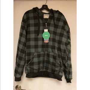 NWT! Big Ball Sports zip up hooded flannel with Sherpa lining!